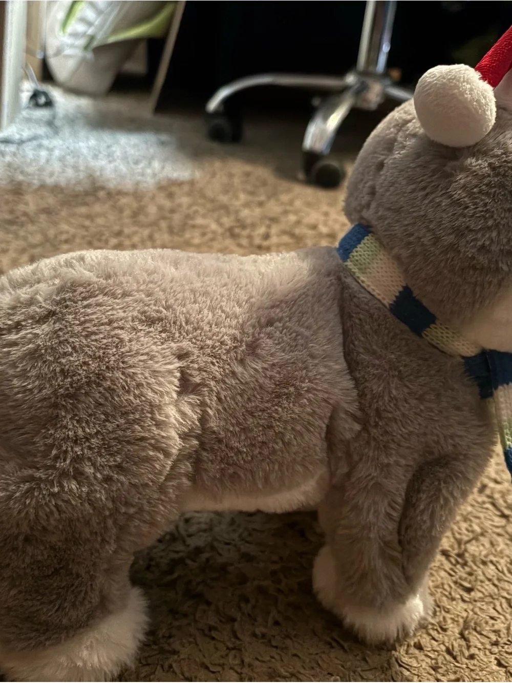 Animated Plush Husky Dog Toy with Blue & Green Scarf